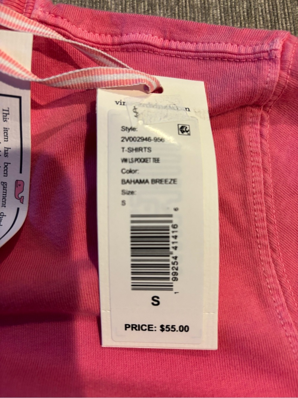 Vineyard Vines Bahama Breeze Pink Pocket Long Sleeve - Picture 3 of 3